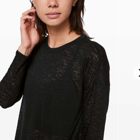 Lululemon Tie Your Practice Long Sleeve shirt tie front sheer top black - Picture 3 of 9